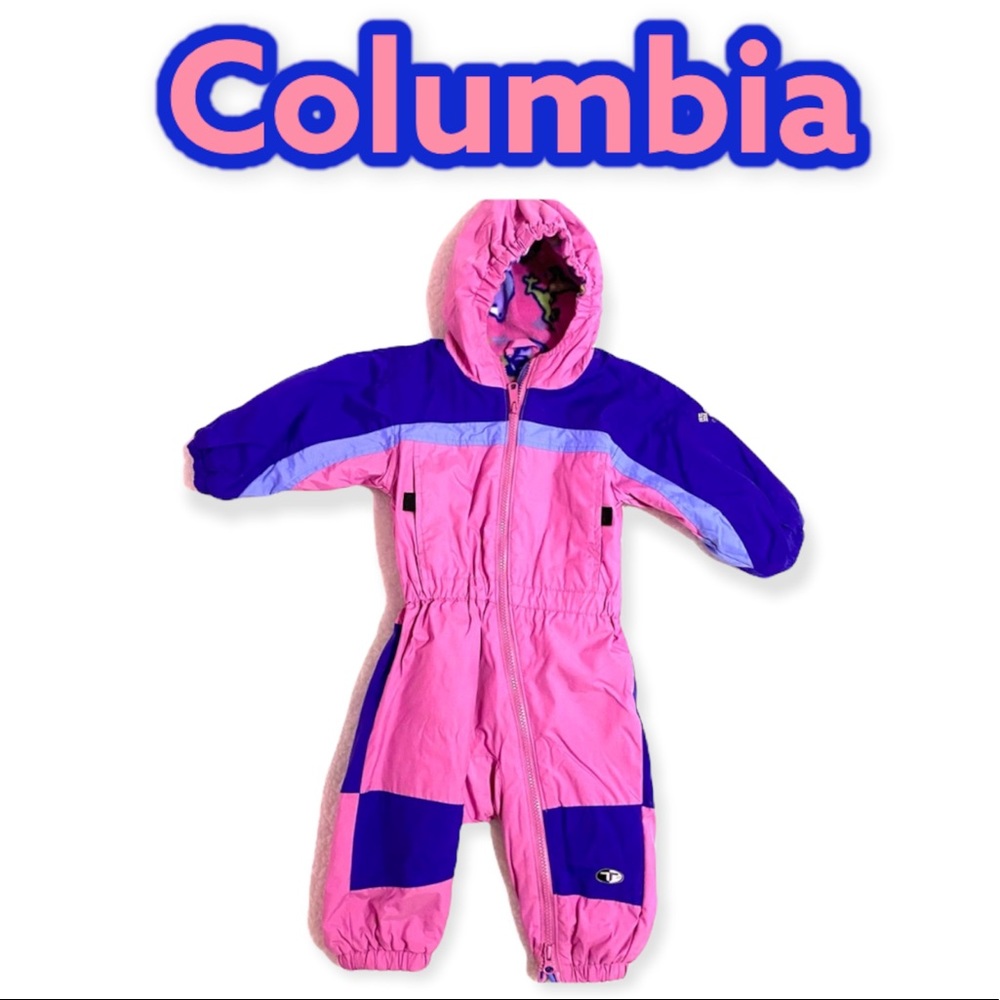 Columbia girl’s 2T Snowsuit Technotite hooded pink and blue coat